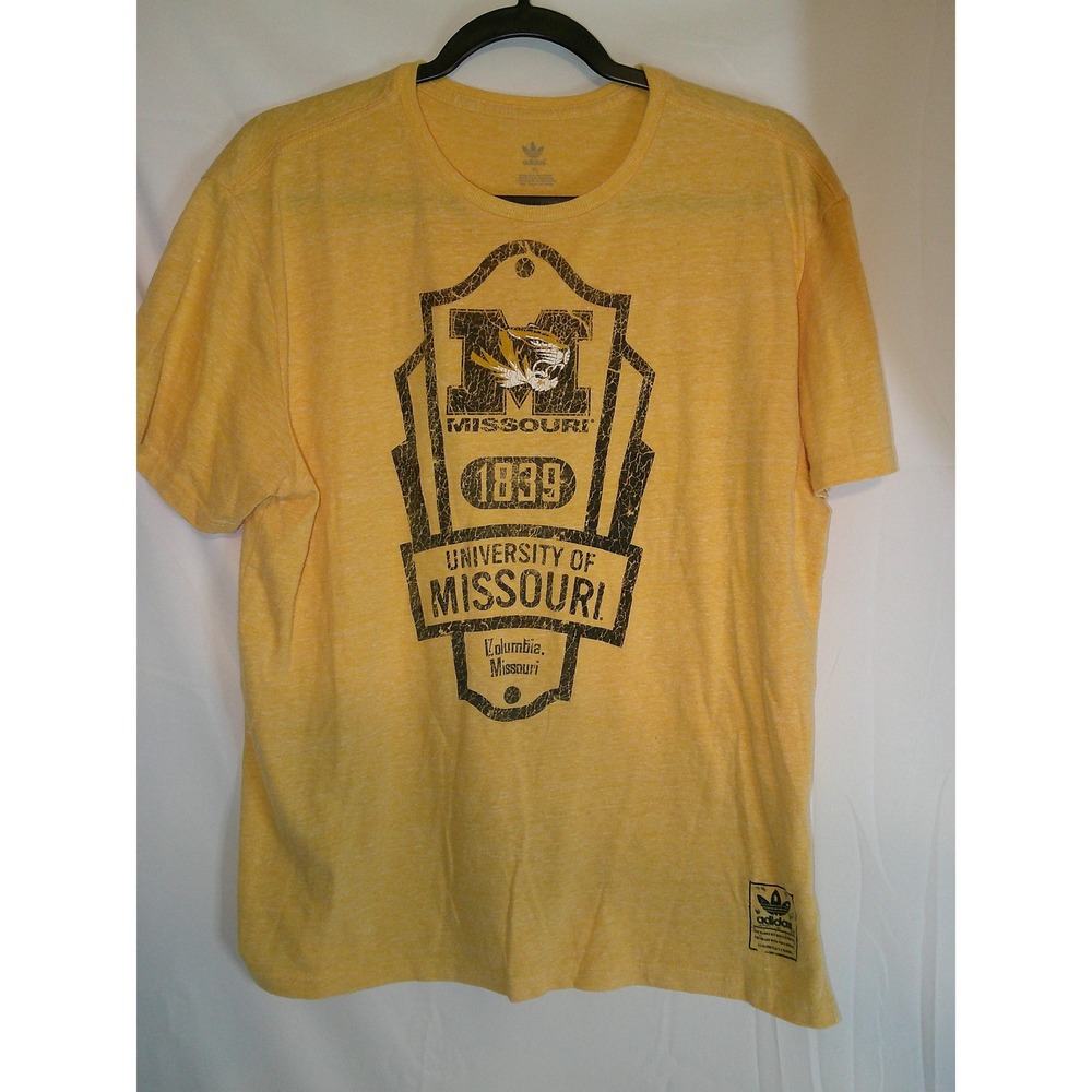 Rare VTG Mens Adidas University of Missouri Tigers Football T Shirt XL Yellow